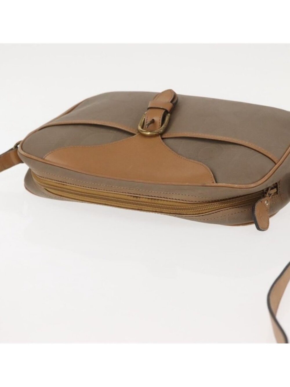 Authentic Christian Dior Trotter Canvas Shoulder Bag Beige Gold - Picture 8 of 16